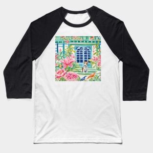 Fox Terrier in chinoiserie garden Baseball T-Shirt